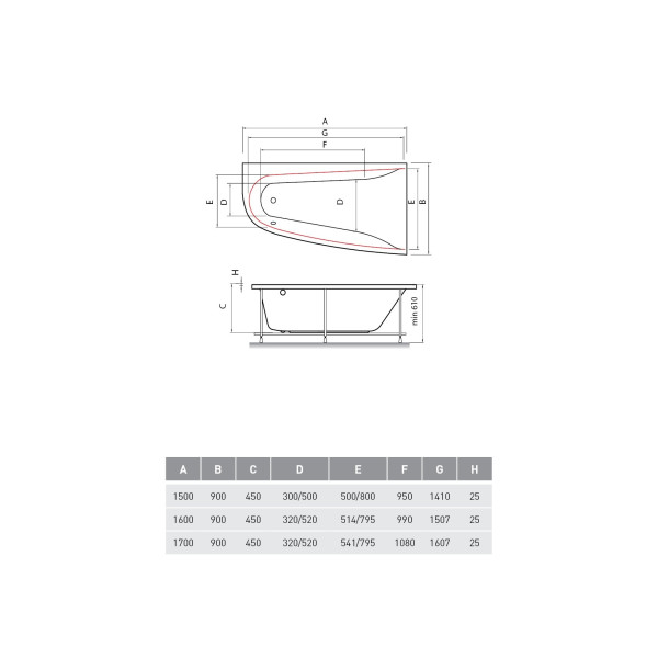 Ванна акриловая Vayer Boomerang (EH) 160x90 R