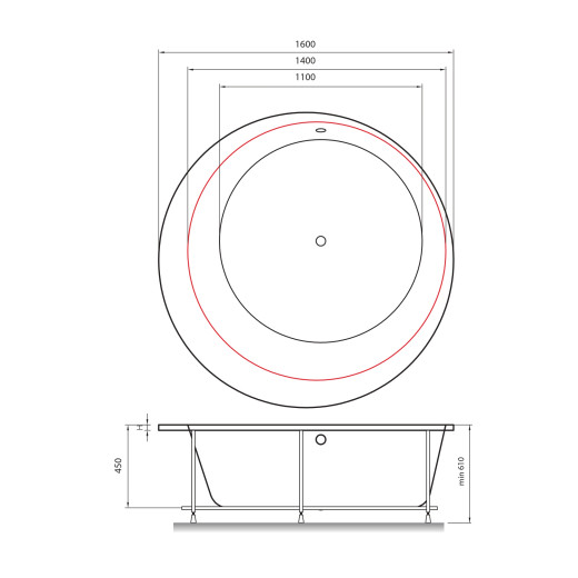 Ванна акриловая Vayer Boomerang (EH) D1600