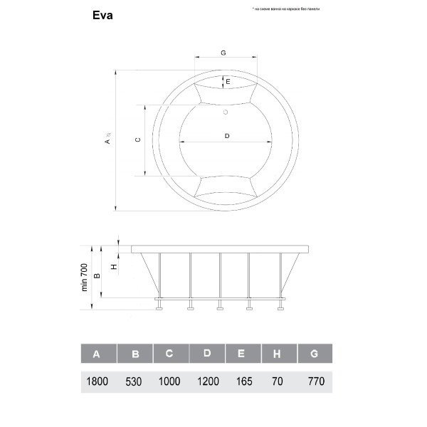 Ванна акриловая Vayer Eva D180
