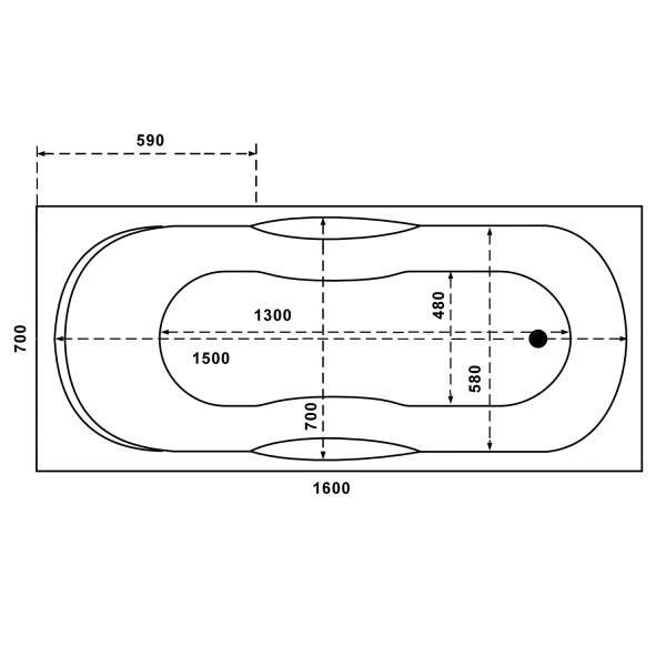 Ванна акриловая RelisanEcoPlus Мега 160х70