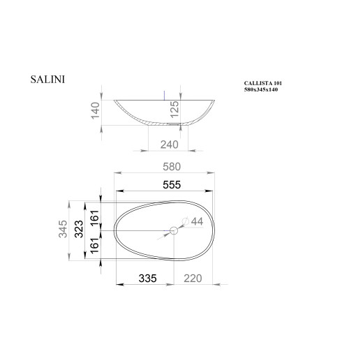 Раковина накладная CALLISTA 101 S-Sense Глянцевое