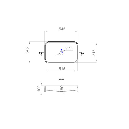 Раковина накладная CALLISTA 104 S-Stone Матовое