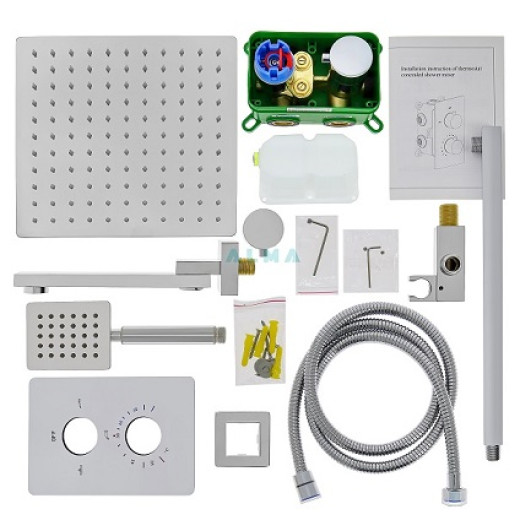 Weber Встраиваемый душевой комплект  с термостатом 3 режима TVZ-0806 Хром