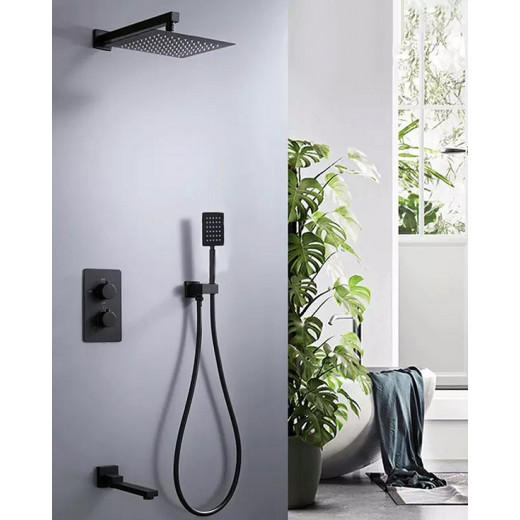 Weber Встраиваемый душевой комплект с термостатом 3 режима TVZ-0808 Чёрный