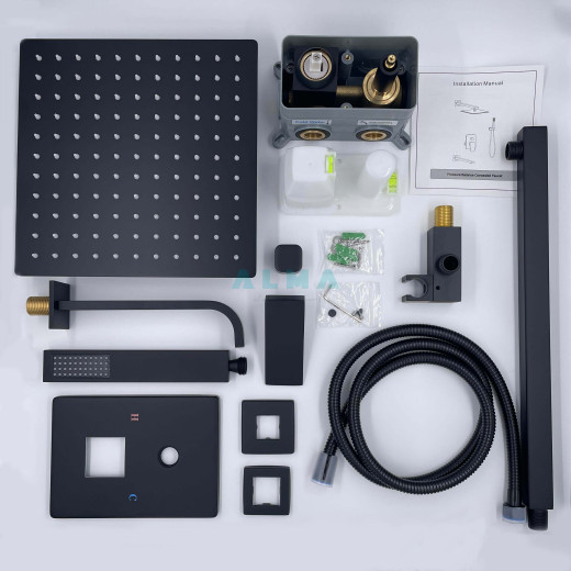 Liros Встраиваемый душевой комплект со смесителем 3 режима TVZ-0889 Чёрный