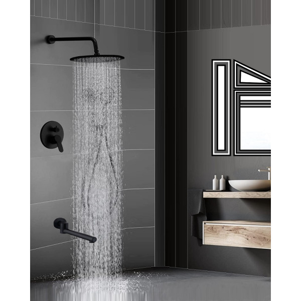 Ruver Встраиваемый душевой комплект со смесителем 3 режима TVZ-8830 Чёрный