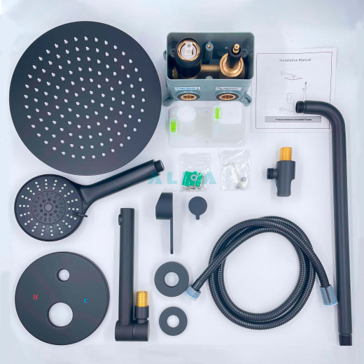 Ruver Встраиваемый душевой комплект со смесителем 3 режима TVZ-8830 Чёрный