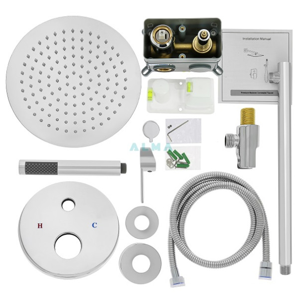 Sakari Встраиваемый душевой комплект со смесителем 2 режима TVZ-0891 Хром