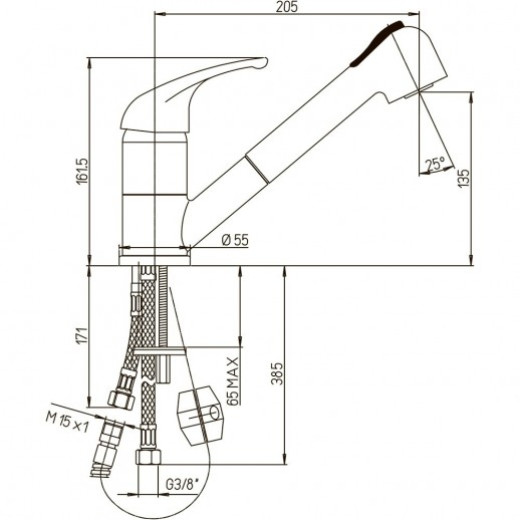 Смеситель для кухни Paini Creta выдвижной излив 42CR568LMKM