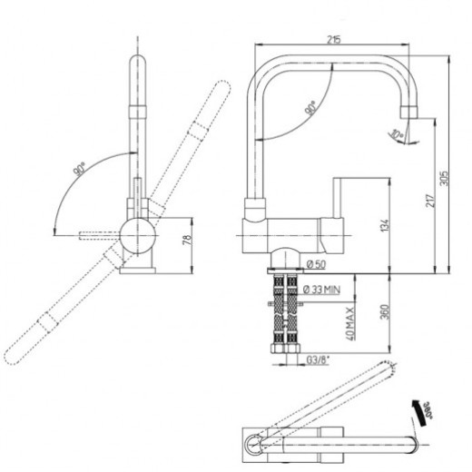 Смеситель для кухни Paini Cox  78CR582KM
