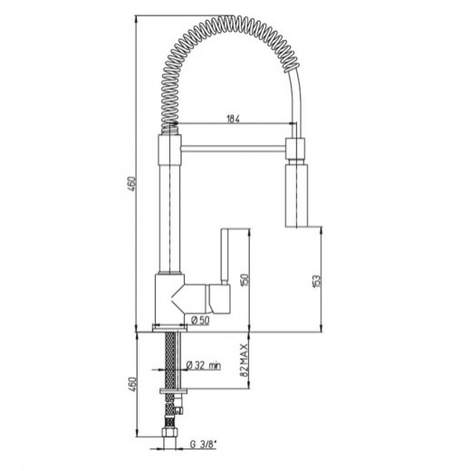 Смеситель для кухни Paini Cox гибкий излив 78CR557PEKM