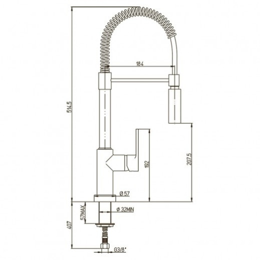 Смеситель для кухни Paini Le Mans гибкий излив 90CR557LLPE2SKM