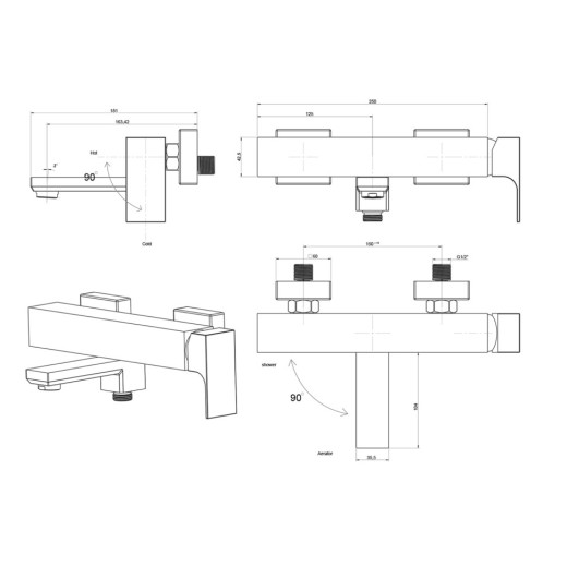 Смеситель для ванны Paini Grazia без аксессуара 21CR111