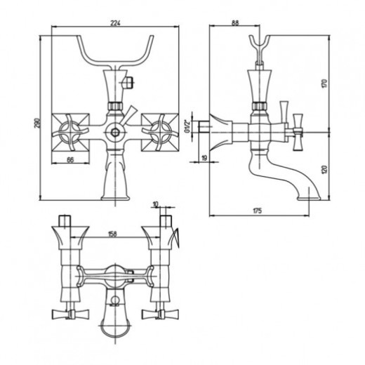 Смеситель для ванны Paini Elix без аксессура 85CR111LMKM