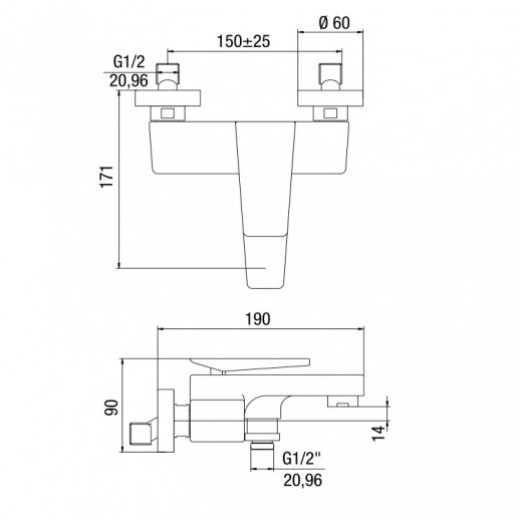 Смеситель для ванны Jacuzzi Rubinetteria Beam 0AM00002JA00