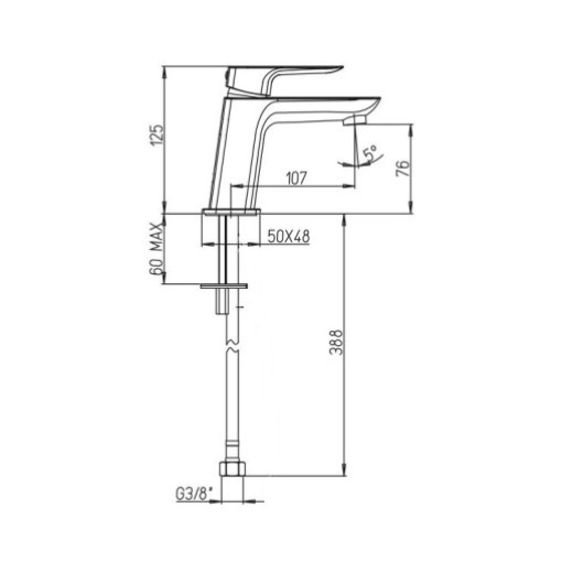 Смеситель для раковины Paini Nove без донного клапана, черный 09YO205