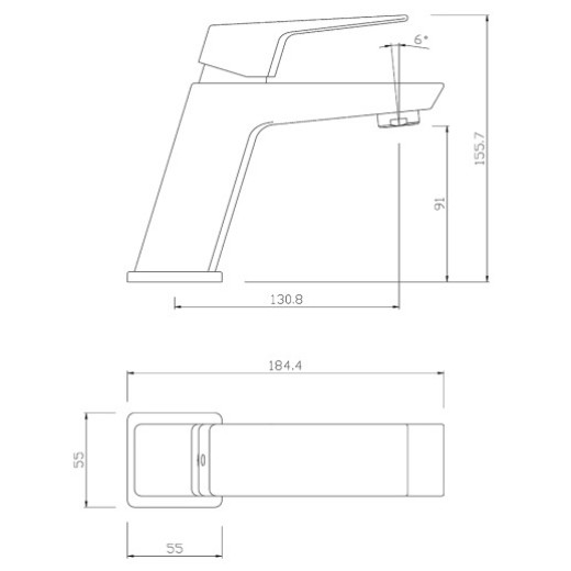 Смеситель для раковины Paini Torre без донного клапана, черный 98YO205