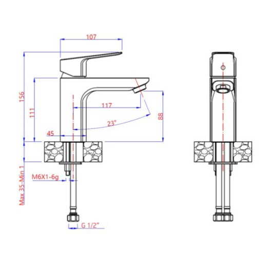 Смеситель для раковины Paini Viva Style без донного клапана P4CR205