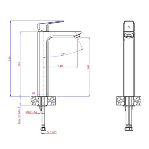 Смеситель для раковины Paini Viva Style без донного клапана, высокий, хром P4CR205LL