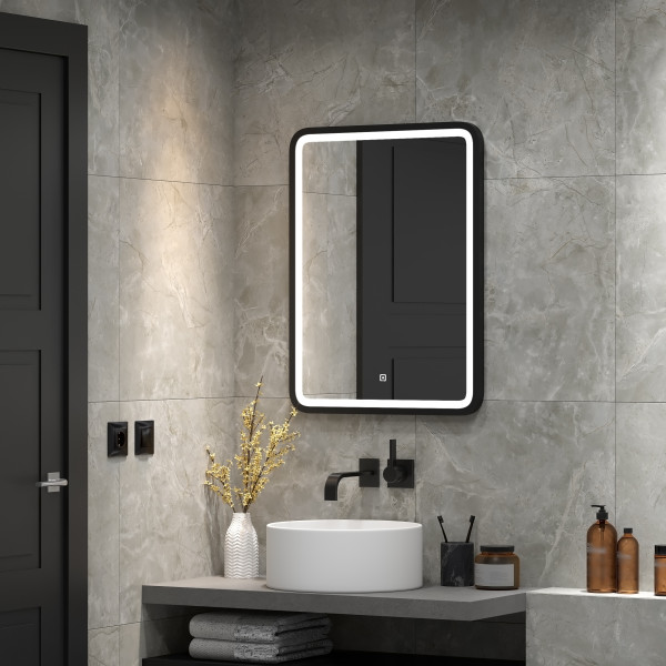 Зеркало Relisan ALEXANDRIA BLACK 600х800 с подсветкой