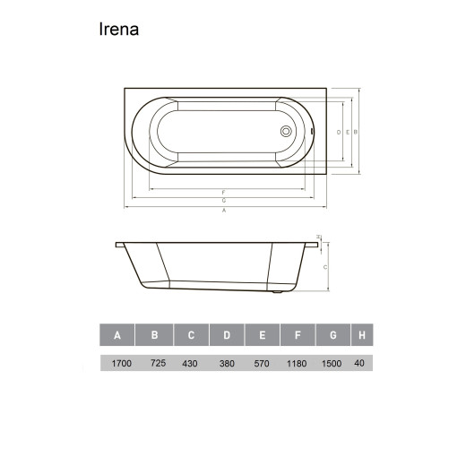 Ванна акриловая Vayer Irena 170х72 R