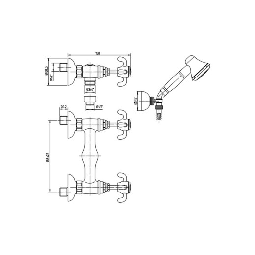 Смеситель для душа Paini Ornellaia с аксессуаром
