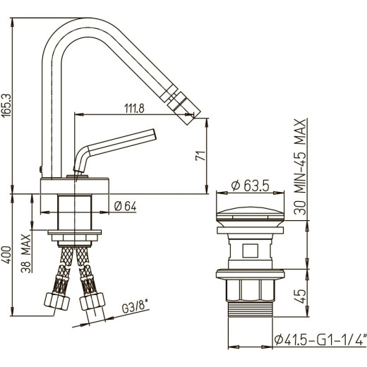 Смеситель для биде Paini Pixel