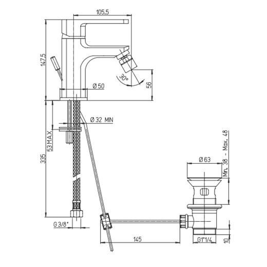 Смеситель для биде Paini Ovo