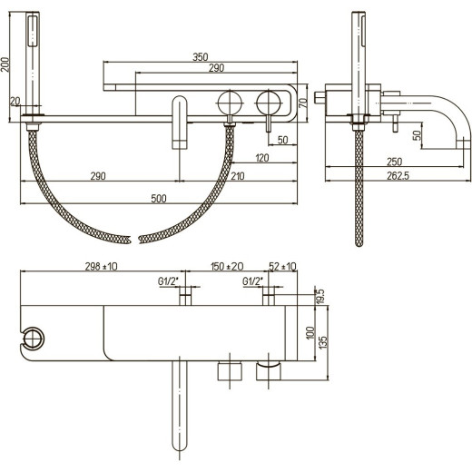 Смеситель для ванны Paini Pad с аксессуаром