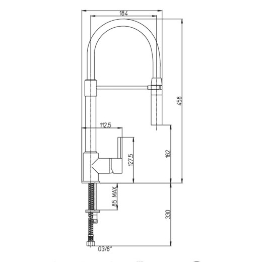 Смеситель для кухни Paini Cox гибкий излив черный