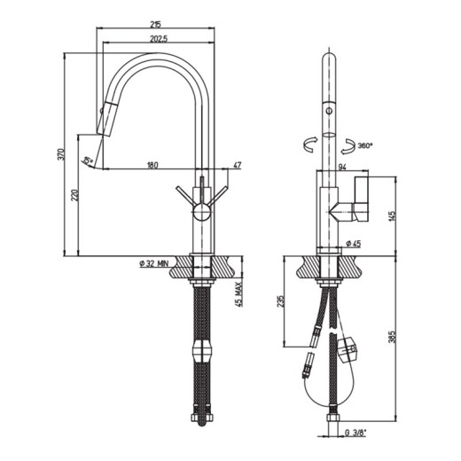 Смеситель для кухни Paini Cox выдвижной излив