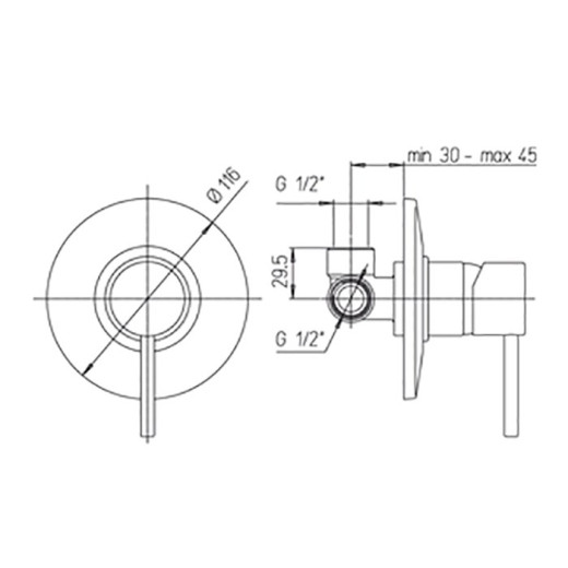 Смеситель для душа Paini Cox встраиваемый