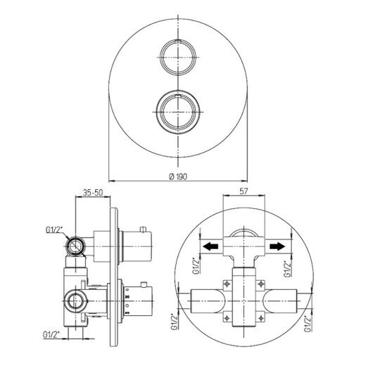 Смеситель для ванны Paini Cox встраиваемый с термостатом