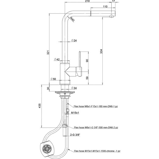 Смеситель для кухни Paini Piemonte