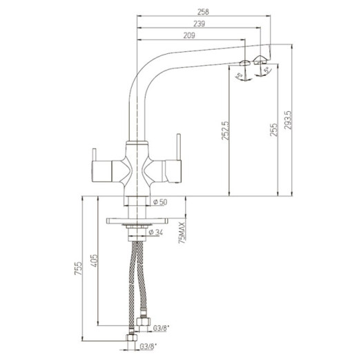 Смеситель для кухни Paini Arena на 3 воды