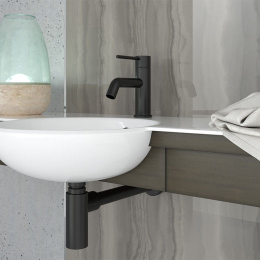 Смеситель для раковины Paini Cox с длинным изливом, черный матовый PVD