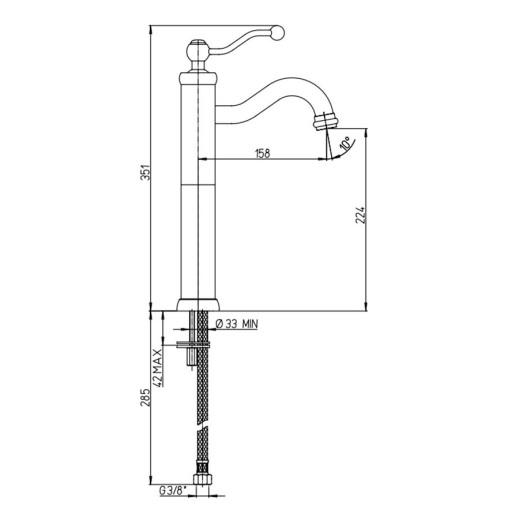 Смеситель для раковины PAINI Duomo без донного клапана, высокий, хром