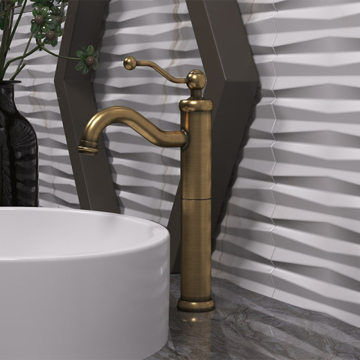 Смеситель для раковины PAINI Duomo без донного клапана, высокий, старая бронза