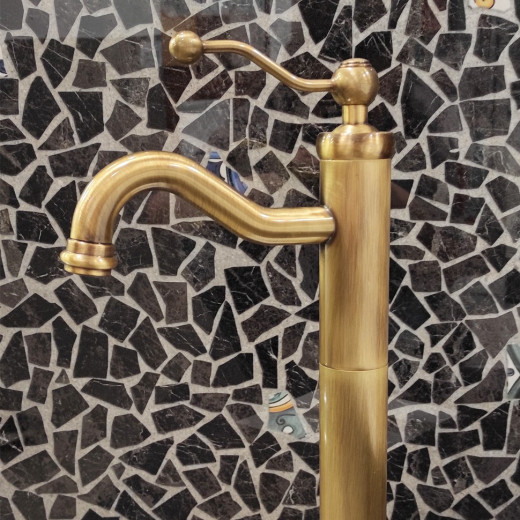 Смеситель для раковины PAINI Duomo без донного клапана, высокий, старая бронза