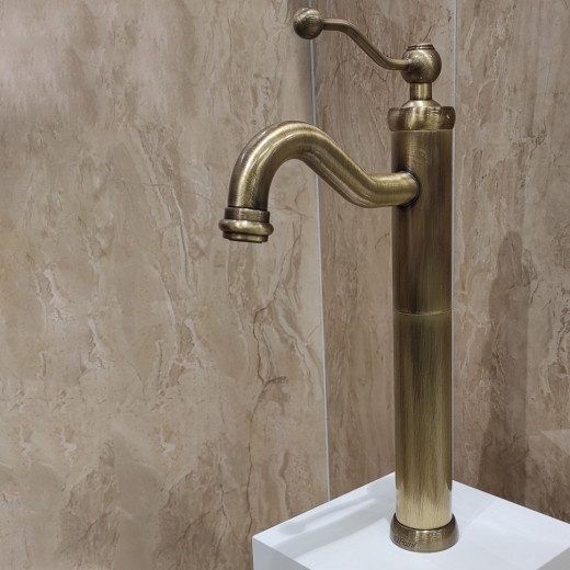 Смеситель для раковины PAINI Duomo без донного клапана, высокий, старая бронза
