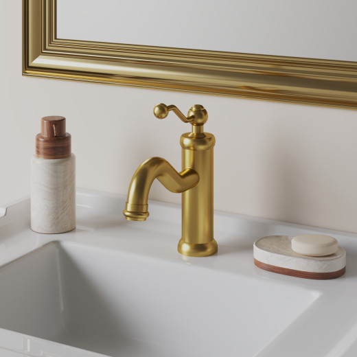 Смеситель для раковины PAINI Duomo без донного клапана, матовое золото PVD