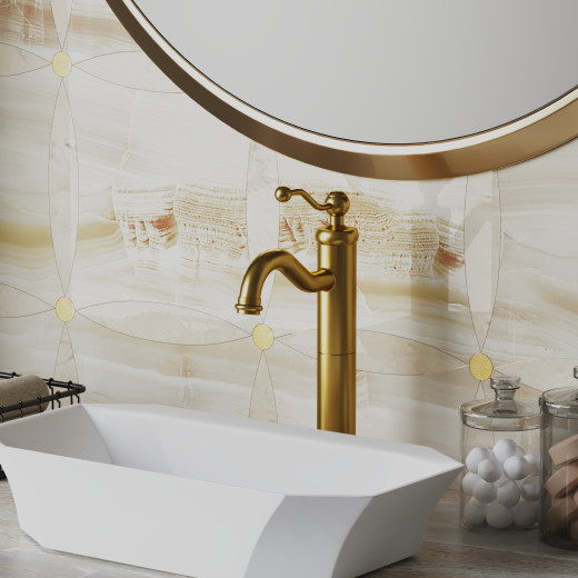 Смеситель для раковины PAINI Duomo без донного клапана, высокий, матовое золото PVD