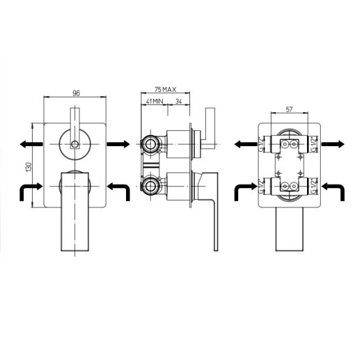 Смеситель для ванны PAINI Bari встраиваемый, хром
