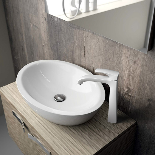 Смеситель для раковины Paini Lady с донным клапаном высокий, белый