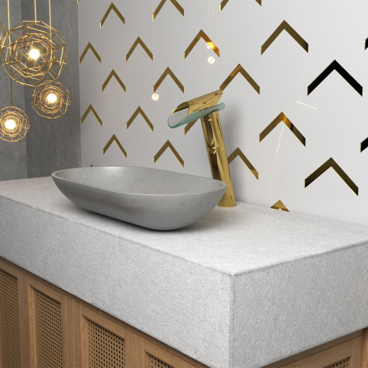 Смеситель для раковины Paini Morgana без донного клапана высокий, золото, излив стекло