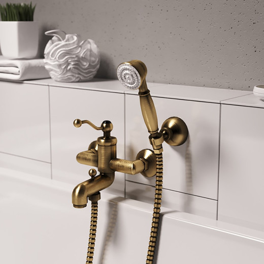 Смеситель для ванны Paini Duomo с аксессуаром, старая бронза