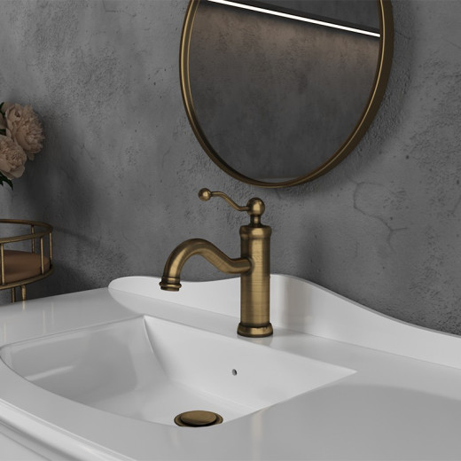 Смеситель для раковины PAINI Duomo без донного клапана, старая бронза