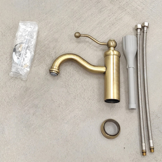 Смеситель для раковины PAINI Duomo без донного клапана, старая бронза