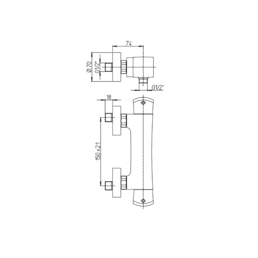 Смеситель для душа Paini Lady с термостатом, никель PVD