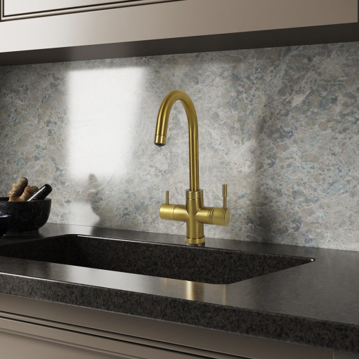 Смеситель для кухни Paini Cox на 3 воды, матовое золото